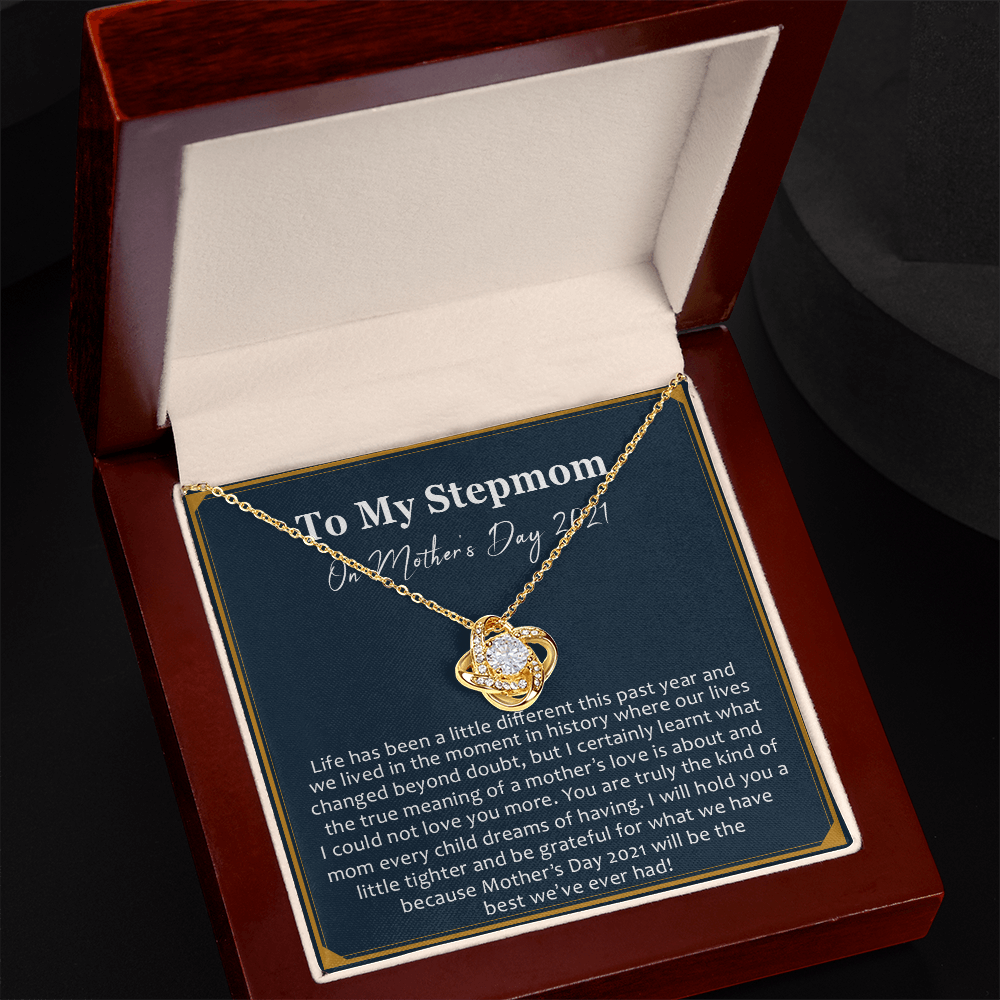 Mothers Day 2027 Gift for Stepmom, To My Step Mom Love Knot Necklace