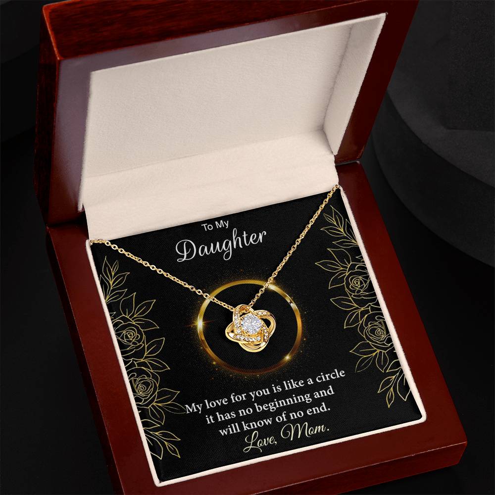 Personalized Gift Necklace For Daughter, Custom Card Gift For Daughter, To My Daughter Love Knot Necklace Gift From Mom, My Love For You Necklace, Love Knot Jewelry Gift For Daughter Birthday