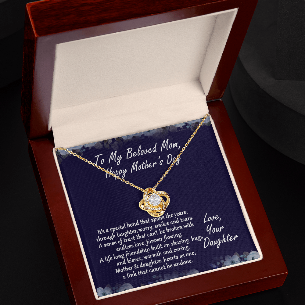 Beloved Mom Gift Necklace, Happy Mother's Day Necklace Gift For Mom, To My Beloved Mom Love Knot Necklace From Daughter And Mother Pendant, It's A Special Bond Necklace Gift For Mom, Jewelry Gift