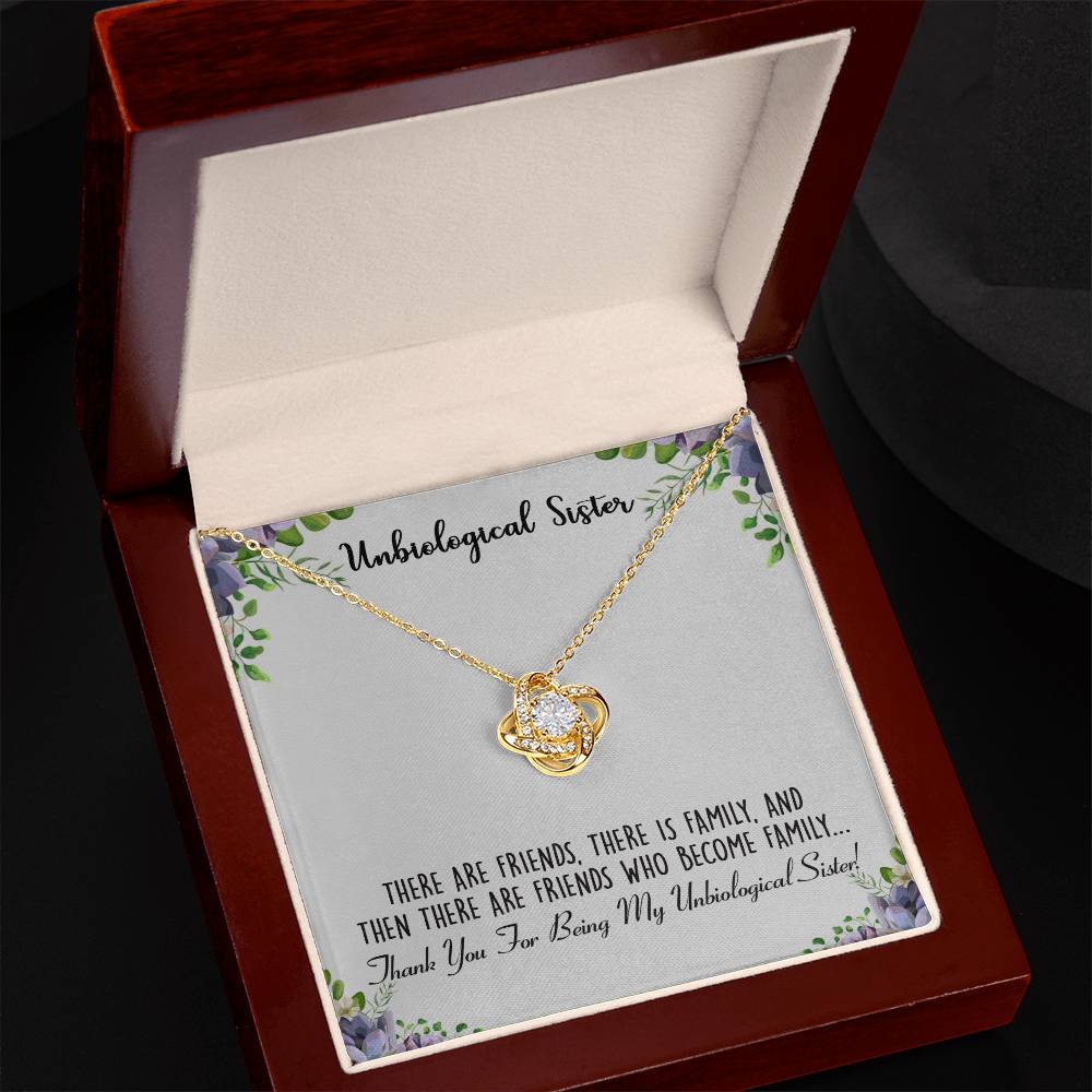 To My Unbiological Sister Love Knot Necklace From Sister, Thank You For Being Sister Gift Necklace, Sister-in-Law Gift Pendant, Love Knot Jewelry Gift For Girls Brother And Unbiological Sister Gifts