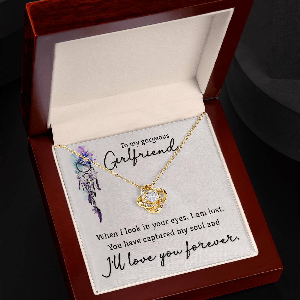 Love Knot Necklace Gift For Her, To My Gorgeous Girlfriend Necklace Gift On Xmas