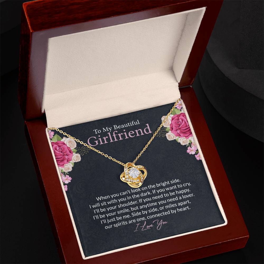 To My Beautiful Girlfriend Love Knot Necklace From Boyfriend, Husband, Girlfriend Gift Necklace - Love Knot Pendant Gift For Girlfriend, Soulmate Side By Side Gift Necklace To Girlfriend From Men