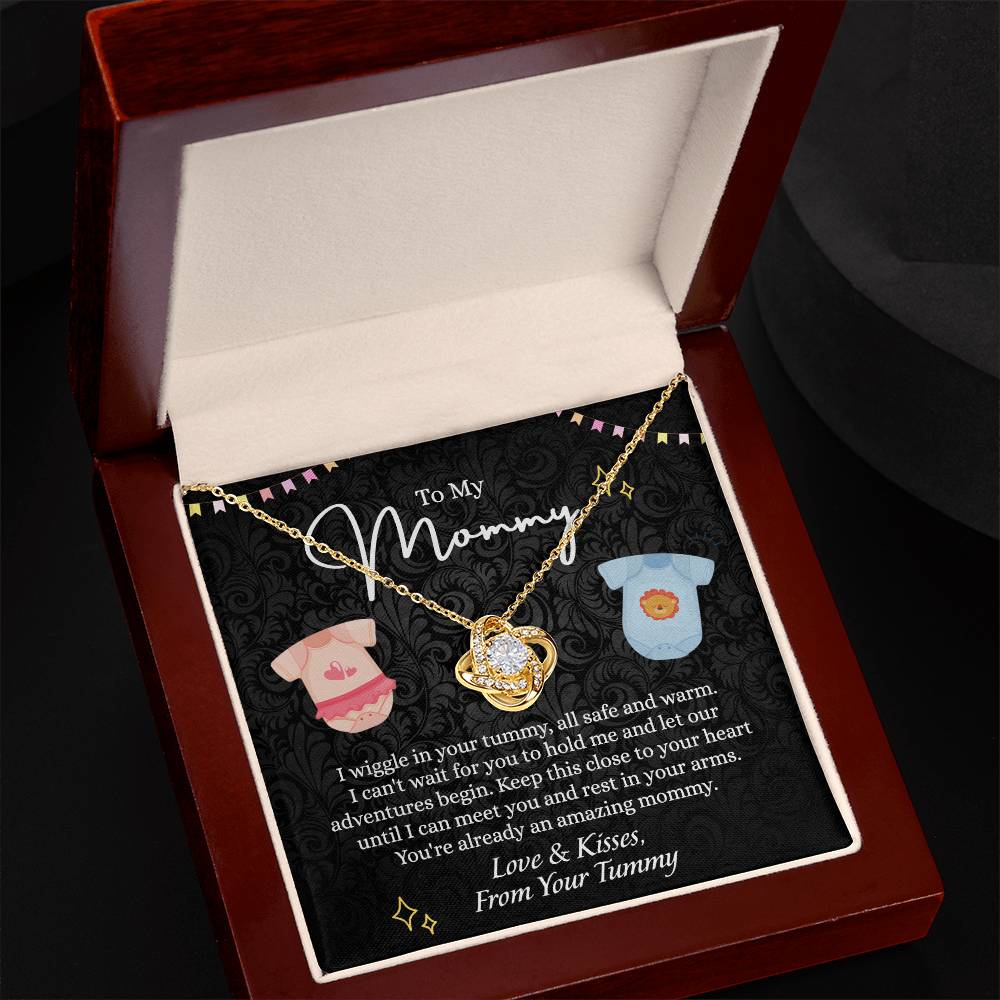 To My Mommy Love Knot Necklace, Mommy Gifts Necklace from Baby, Mommy Gift Necklace from Baby to Mom On Birthday, Gifts for Mom from Baby, New Mom Gift From Husband, New Mom Jewelry Gift For Wome