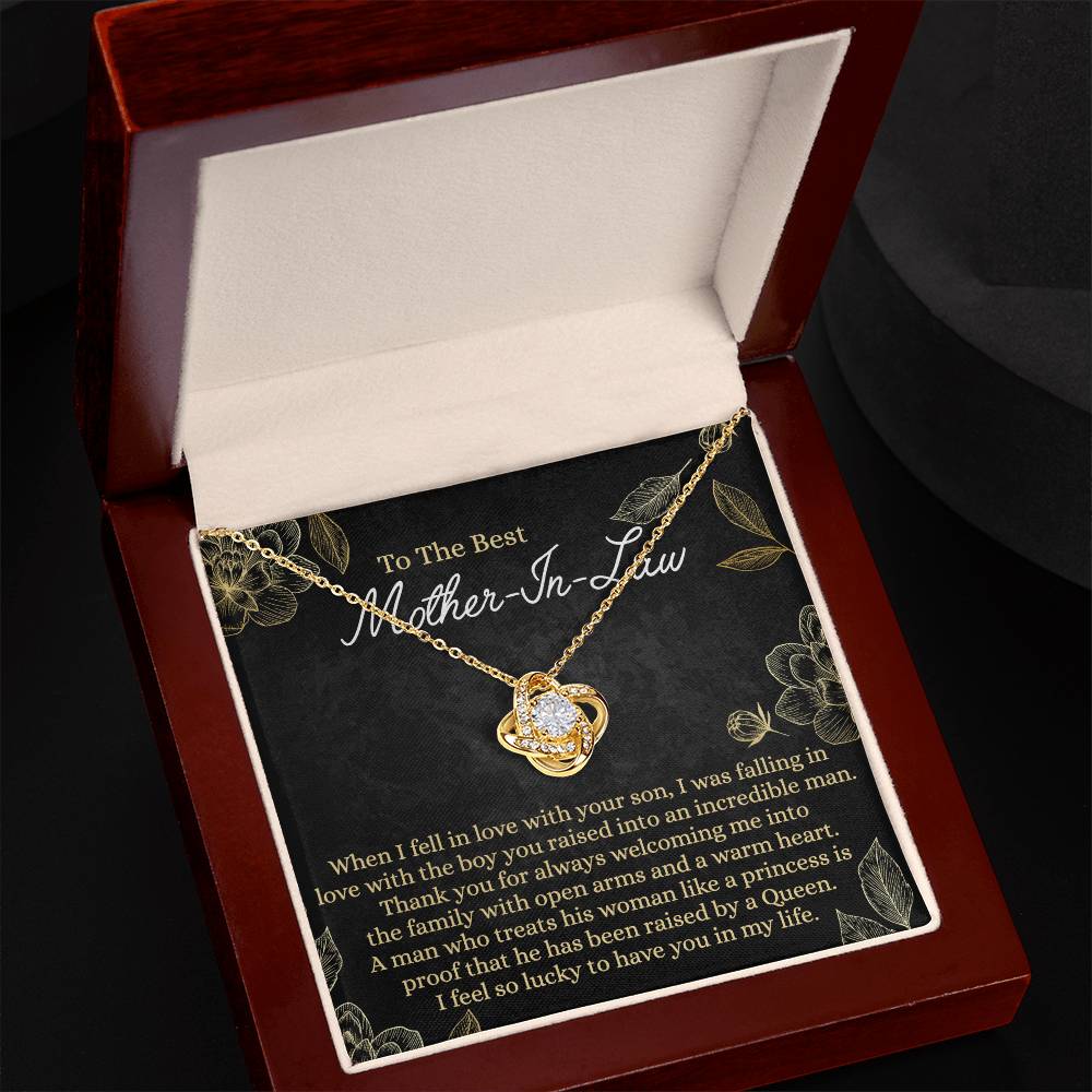 Mother In Law Gift Necklace, To The Best Mother In Law Love Knot Necklace From Daughter In Law, Jewelry Gift for Women, Mother In Law, Bonus Mom Gift Necklace, Mother-In-Law Gift Love Knot Pendant