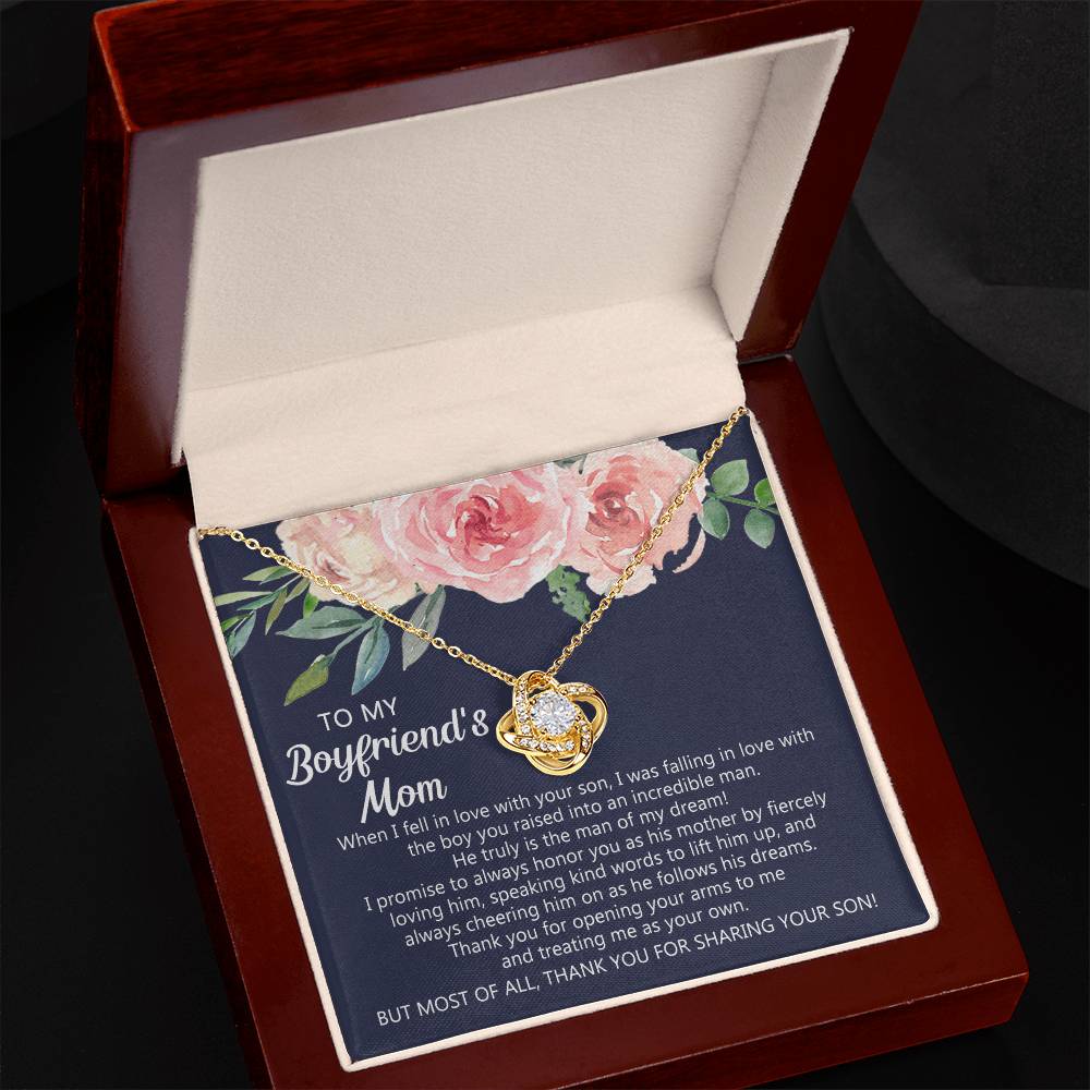 To My Boyfriend's Mom Necklace From Girlfriend, Gifts for Boyfriend's Mom Necklace, My Boyfriends Mom Love Knot Necklace From Man, Necklace On Mother's Day, Anniversary, Birthday Gifts, Christmas