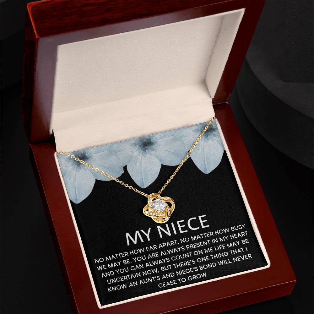 To My Niece Love Knot Necklace From Aunt, Niece Confirmation, Niece With Message Card and Gift Box Necklace Gift from Aunt or Uncle Aunt Niece Necklace, Niece Birthday Gift, Niece Graduation Gift