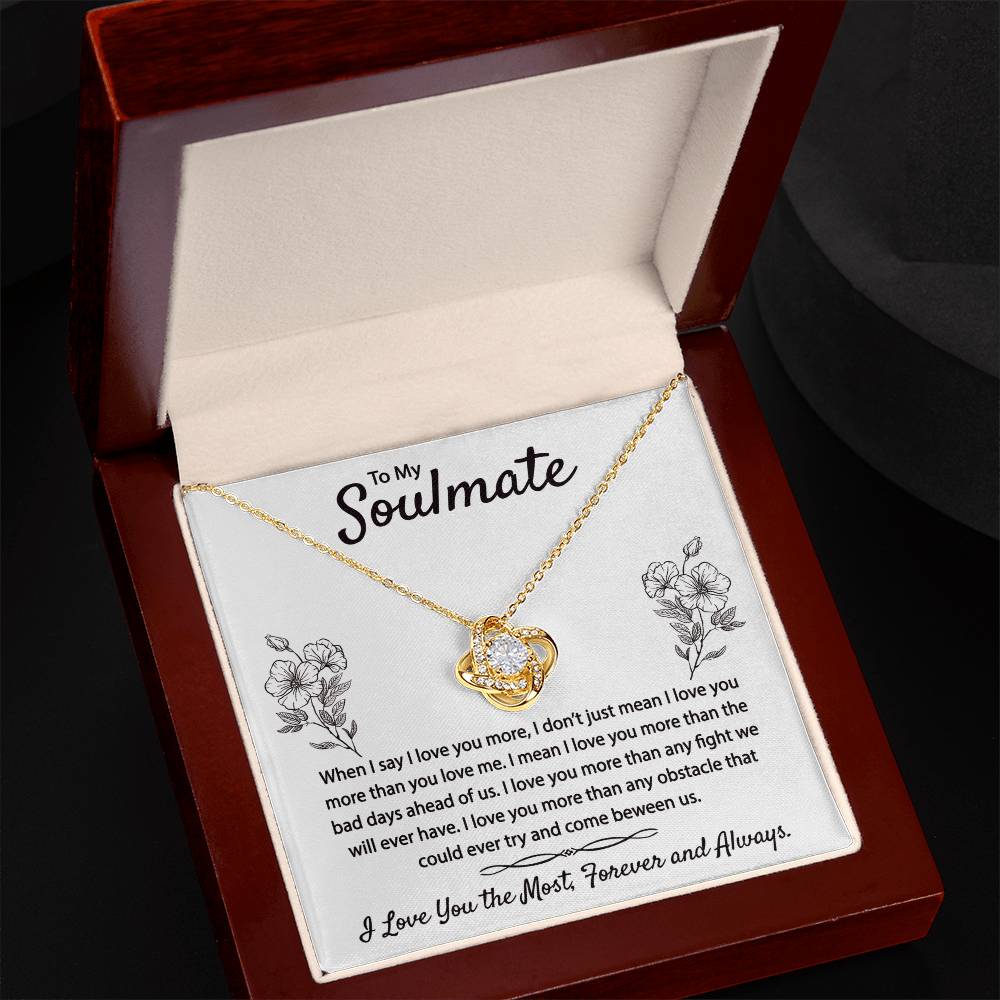 To My Soulmate Necklace From Husband Boyfriend Love Knot Necklace Gift For Soulmate Girlfiend To My Wife Gift Necklace with Message Card Gift Necklace for Her Romantic Girlfriend Gift Necklace