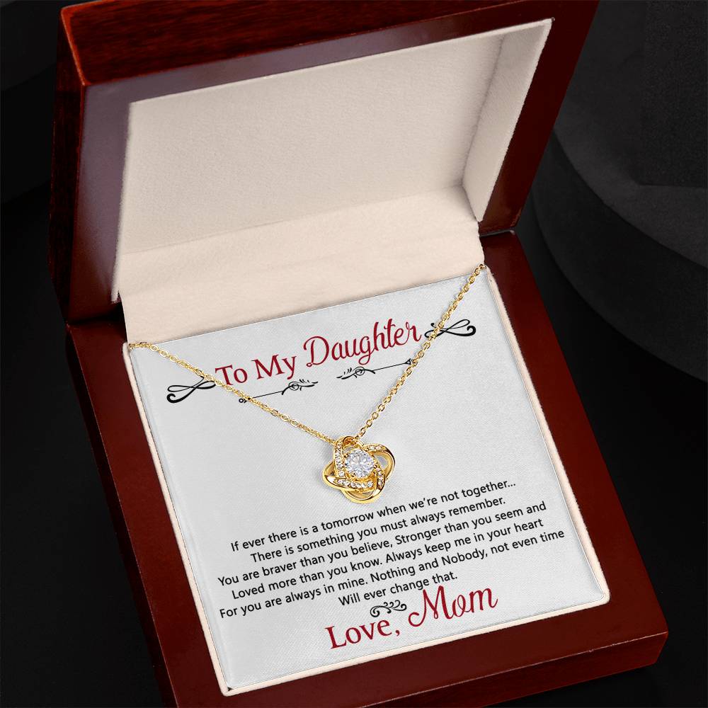 To My Daughter Love Knot Necklace Gift From Mom, Daughter Gift Necklace, Mother To Daughter Pendant Gift, Little Girl Necklace Love Knot Jewelry Gift For Girls, Mother Love Daughter Necklace