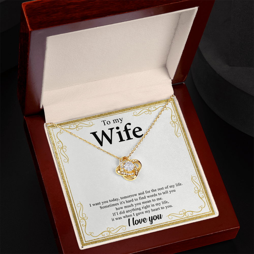 To My Wife Necklace From Husband My Heart To You Necklace Gift For Wife, Wife Gift Necklace, Husband To Wife Gift Love Knot Pendant Gift From Men Jewelry Gift For Women Soulmate Gift Pendant