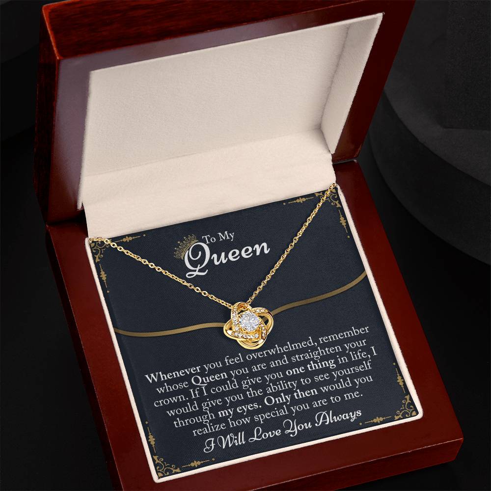 To My Queen Gift For Her Jewelry Gift Her Gift for Her Christmas Necklace From Boyfriend, Husband, Girlfriend Gift Necklace - Jewelry Gift For Girls, Love Knot Pendant Gift For Girlfriend, Soulmate