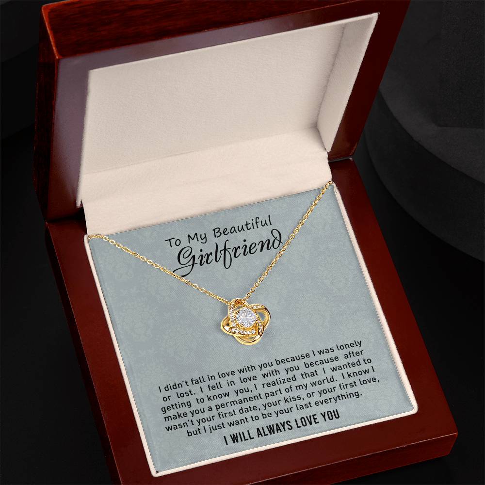 To My Beautiful Girlfriend Love Knot Necklace From Boyfriend, Husband, Girlfriend Gift Necklace - Love Knot Pendant Gift For Beautiful Girlfriend, Soulmate Gift Necklace To Girlfriend From Boyfriend