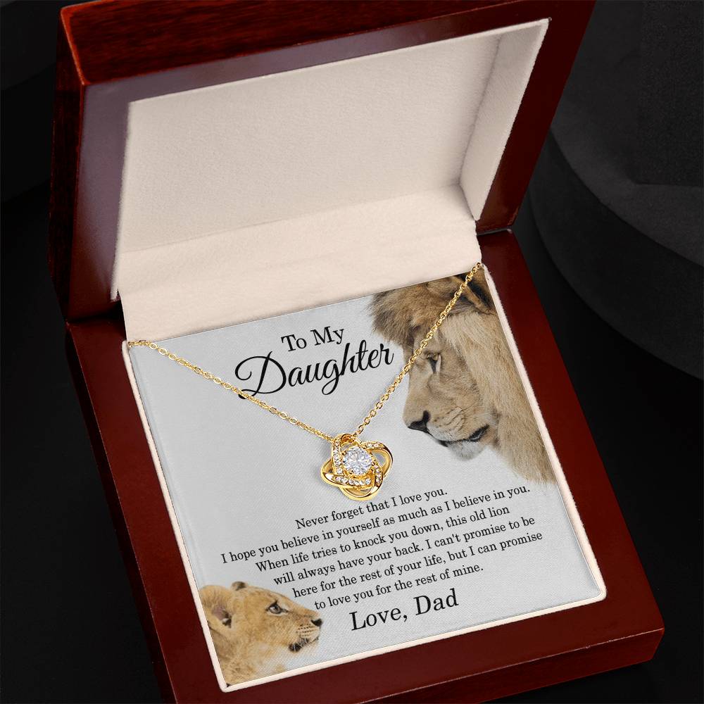 Daughter Gifts From Dad,To My Daughter Lion Dad And Daughter Necklace, Love Knot Necklace Birthday Gift for Daughter From Dad, Christmas Gift For Daughter Necklace, Father Daughter Necklace