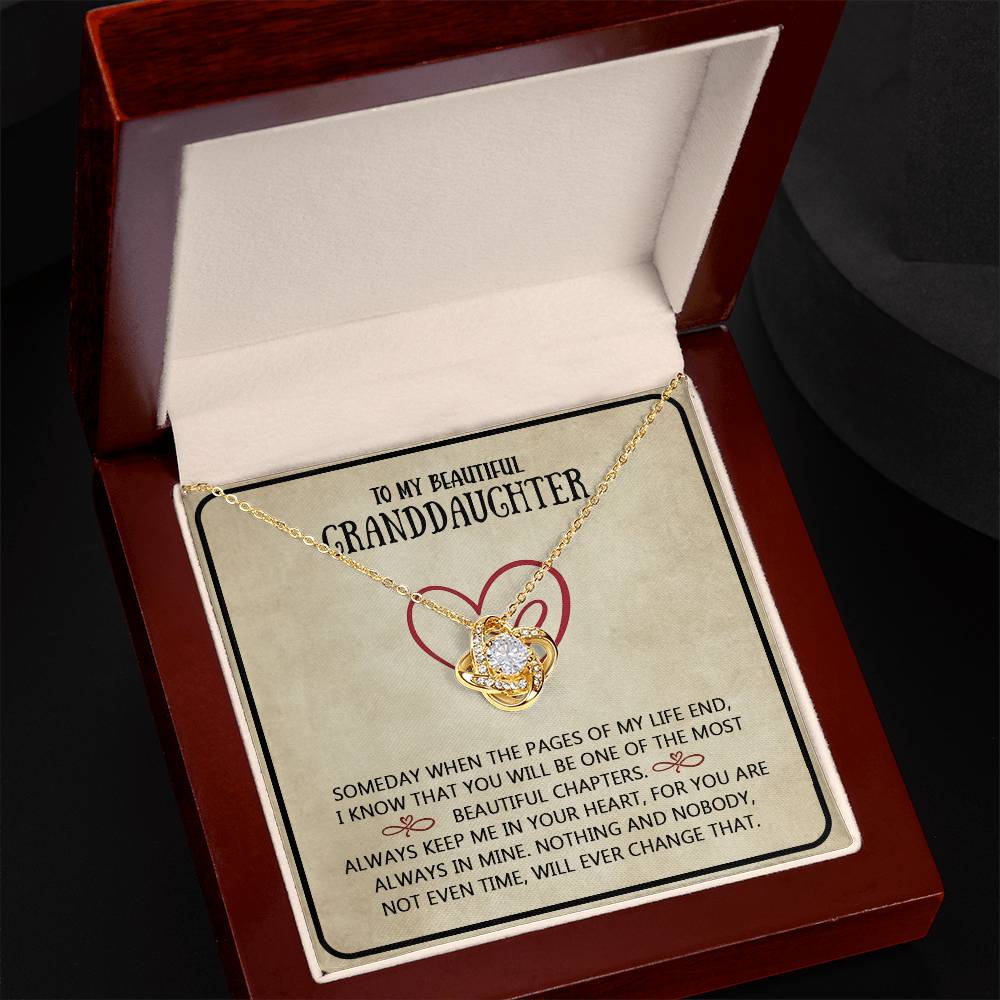 Granddaughter And Grandma Necklace, Love Knot Necklace For Granddauhter - To My Beautiful Granddaughter Necklace From Grandma, Beautiful Chapters Granddaughter Gift Necklace Jewelry To Granddaughter