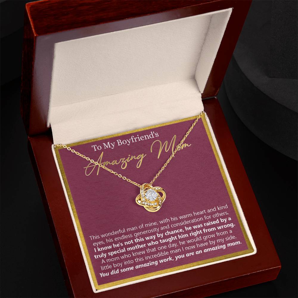To My Boyfriends Mom Necklace From Girlfriends Mom, Love Knot Necklace Gifts For Boyfriends Mom, Boyfriends Amazing Mom Necklace Gift On Birthday Gift Mothers Day Presents For Mom Necklace For Women