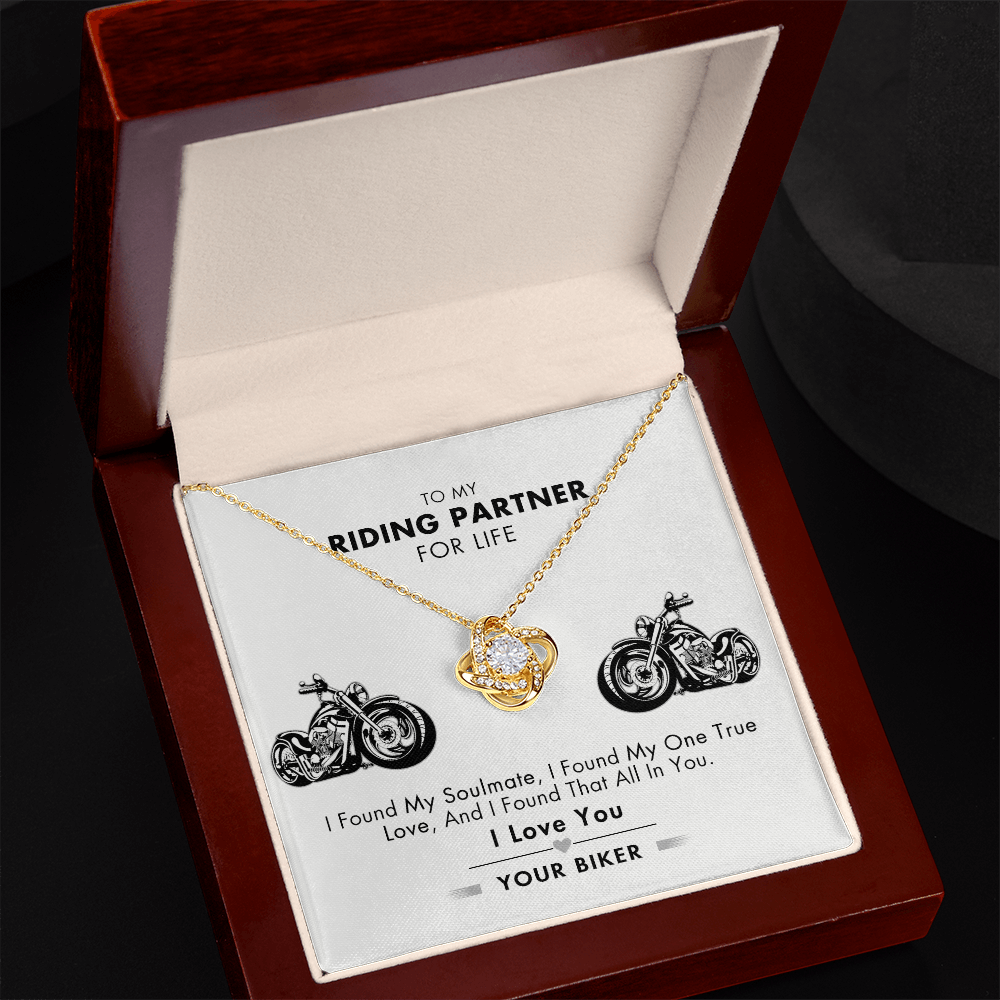 Customized Gift Necklace, To My Riding Partner For Life Necklace Gift From Husband Love Knot Necklace And Message Card Gift Box For Riding Partner For Life Jewelry Pendant Gift For Women Soulmate