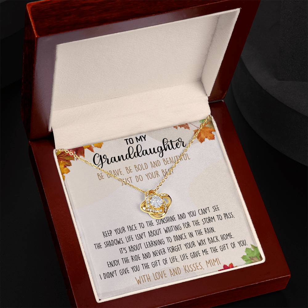 Love Knot Necklace For Granddauhter - To My Granddaughter Necklace From Grandma, Granddaughter Gift Necklace Mimi To Granddaughter Be Brave, Be Bold And Beautiful Necklace With Love And Kisses