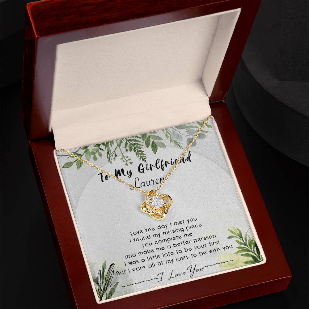 To My Girlfriend Necklace From Boyfriend, Husband, Beautiful Girlfriend Gift Necklace - Jewelry Gift For Girls, Love The Day Love Knot Pendant Gift For Girlfriend, Soulmate Personalize Necklace