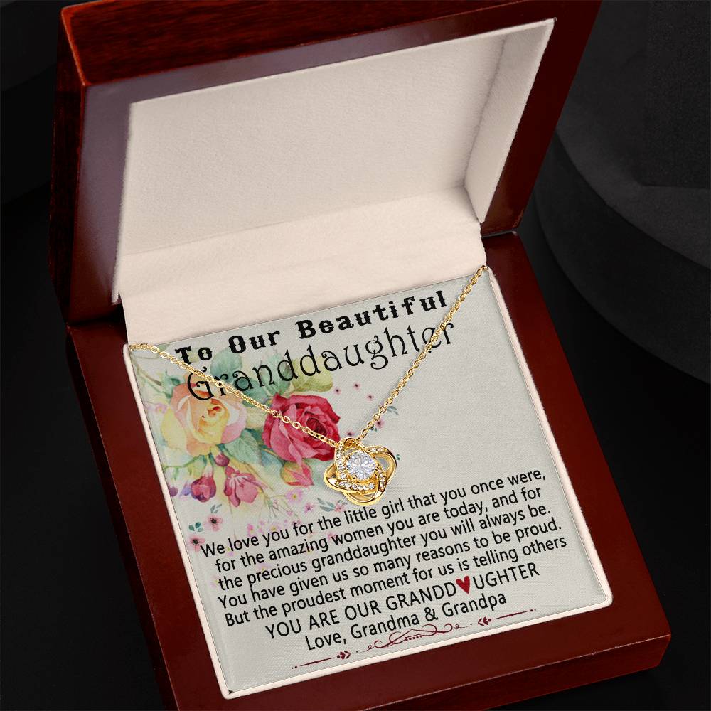 To Our Beautiful Granddaughter Necklace From Grandma And Grandpa To Granddaughter Love Knot Necklace, Gift Necklace To Granddaughtr, You Are Our Grandaughter Necklace Gift For Girls, Little Girl