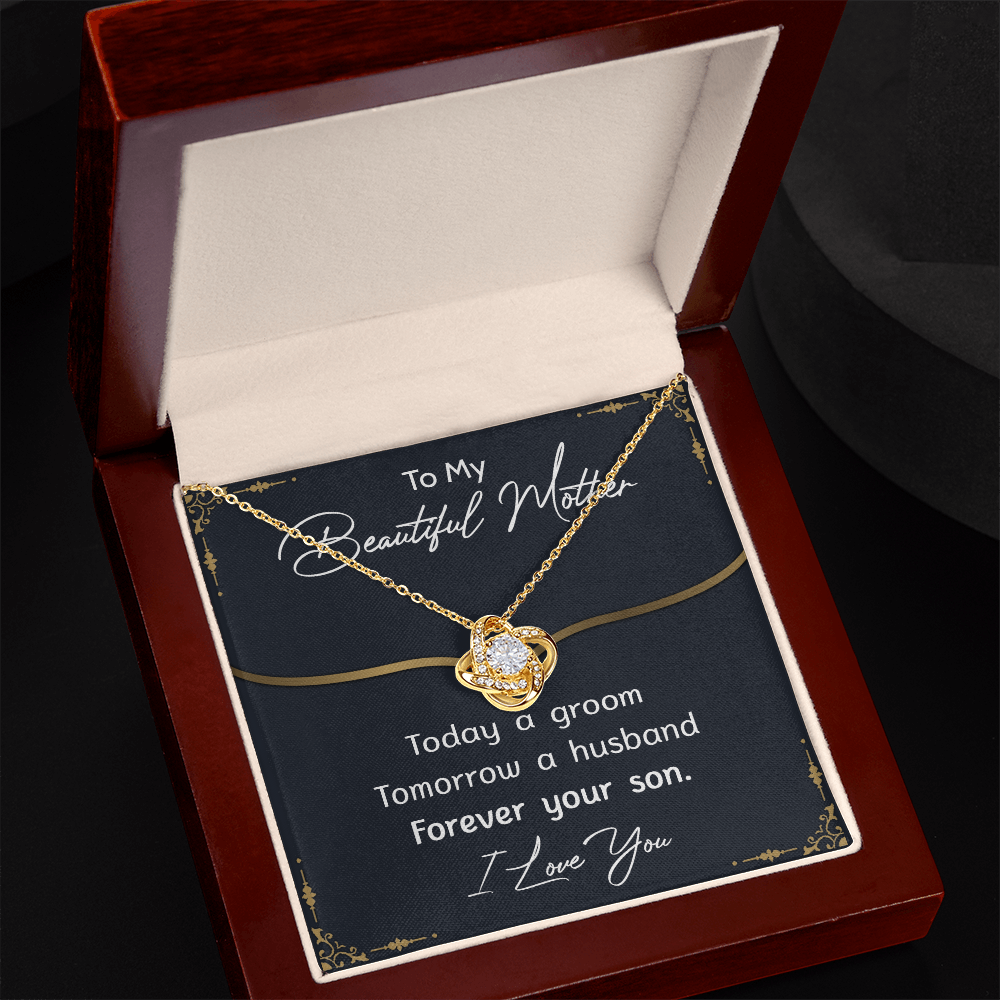 To My Mom Necklace From Son, Mother's Day Necklace Gift For Her, Beautiful Mother Love Knot Necklace Gift For Mom Bonus Mom On Mothers Day, Anniversary, Birthday, Mother And Son Jewelry For Mother