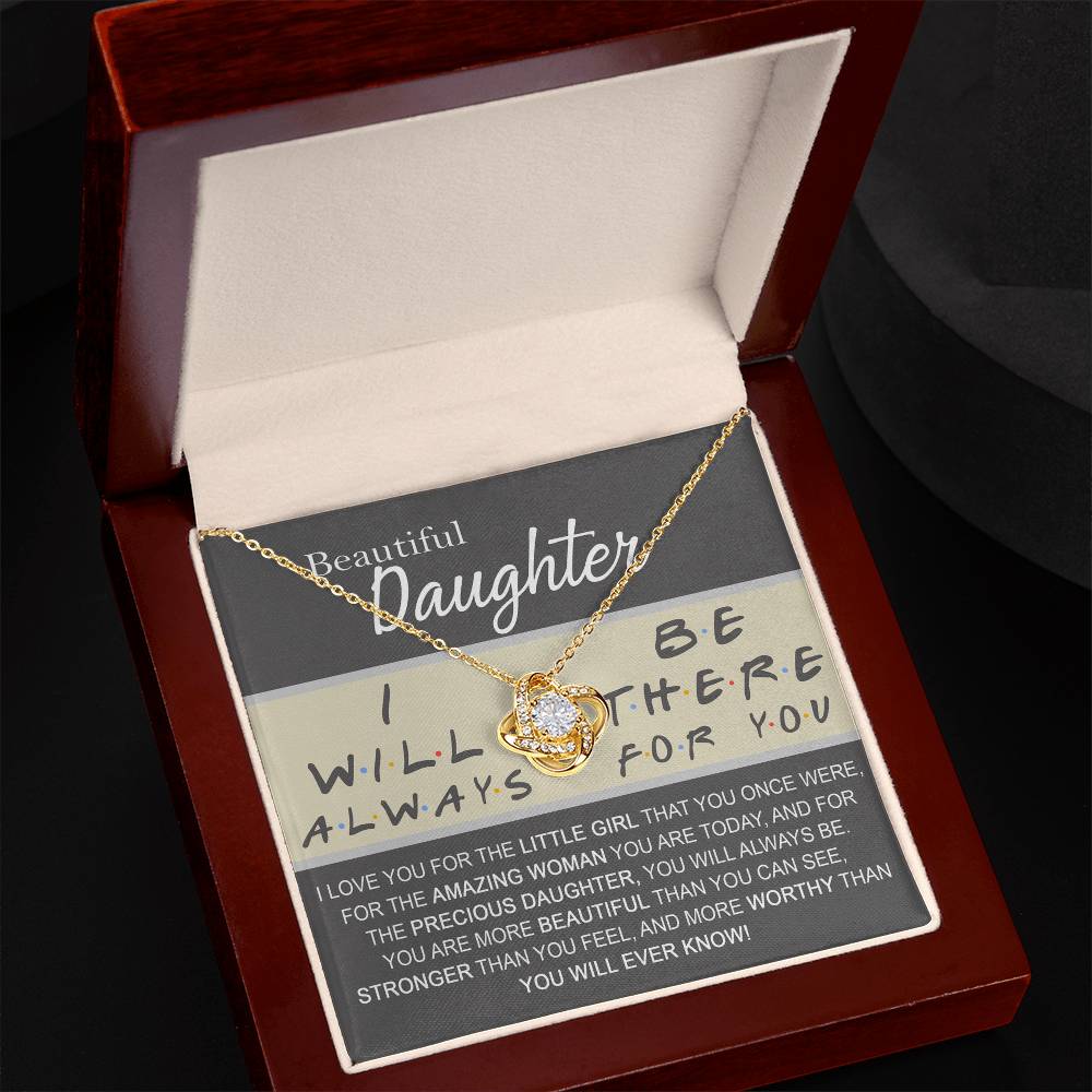 Daughter Gift Necklace Message Card Jewelry - Getting Card For Daughter, Custom Card For Little Girl, To My Beautiful Daughter Love Knot Necklace Gift From Mom - Mother And Daughter Gift Jewelry