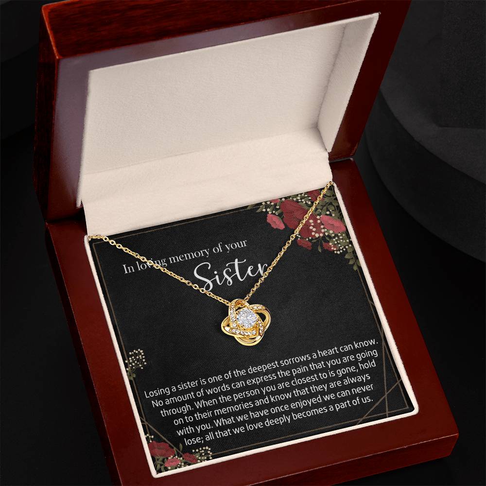 In Loving Memory Of Your Sister Love Knot Necklace, Memorial Gifts Necklace For Loss Of Sister Gift Mother Condolence Gift For Sister Grief Remembrance Gifts for Bereavement Jewelry Gift for Women