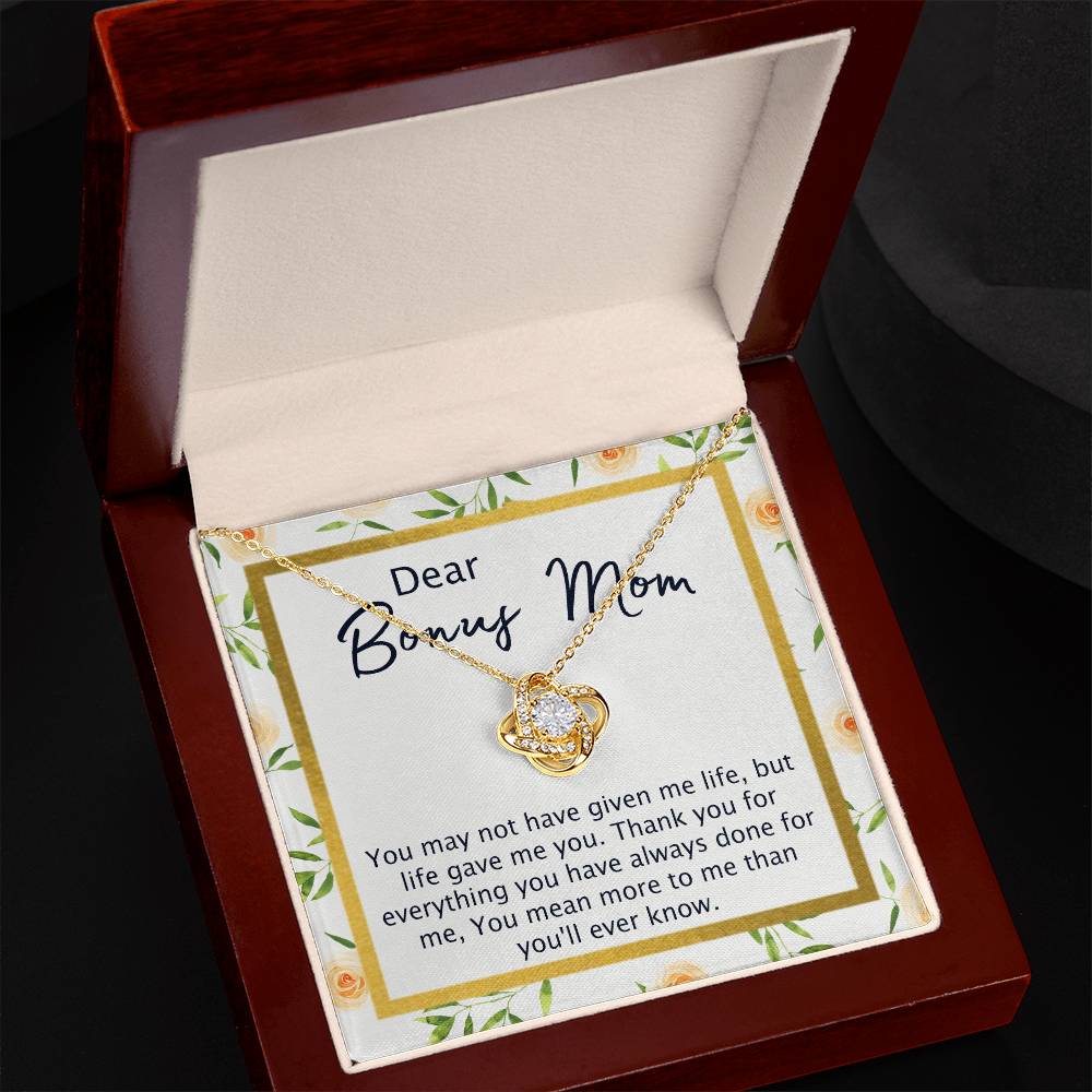 To My Bonus Mom From Bonus Daughter, Mother Daughter Necklace Gift For Her, Thank You For Everything Dear Bonus Mom, Step Mom Gift Necklace On Mother's Day, Anniversary, Birthday, Jewelry For Women