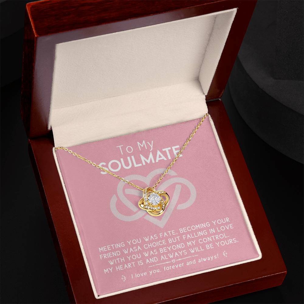To My Soulmate Necklace From Husband, To Wife, Girlfriend, Soulmate Gift Love Knot Necklace On Valentines Day Christmas Necklace for Her Romantic Forever And Always Jewelry Gift For Women