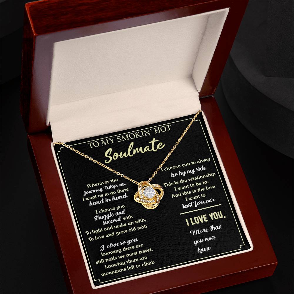 To My Smokin' Hot Soulmate Necklace, Luxury Jewelry For Wife, Gifts Neckalce For Soulmate, Wife From Husband, Smokin' Hot Soulmate Styles Jewelry Gift For Women, Love Knot Necklace For Her