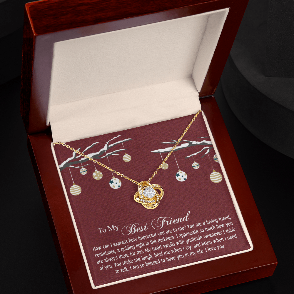 To My Best Friend Christmas Necklace From Friend, Jewelry Gift For Friend, Christmas Love Knot Necklace For Friend, BFF Gift Best Friend Gift Necklace On Birthday, Anniversary, Christmas For Friend