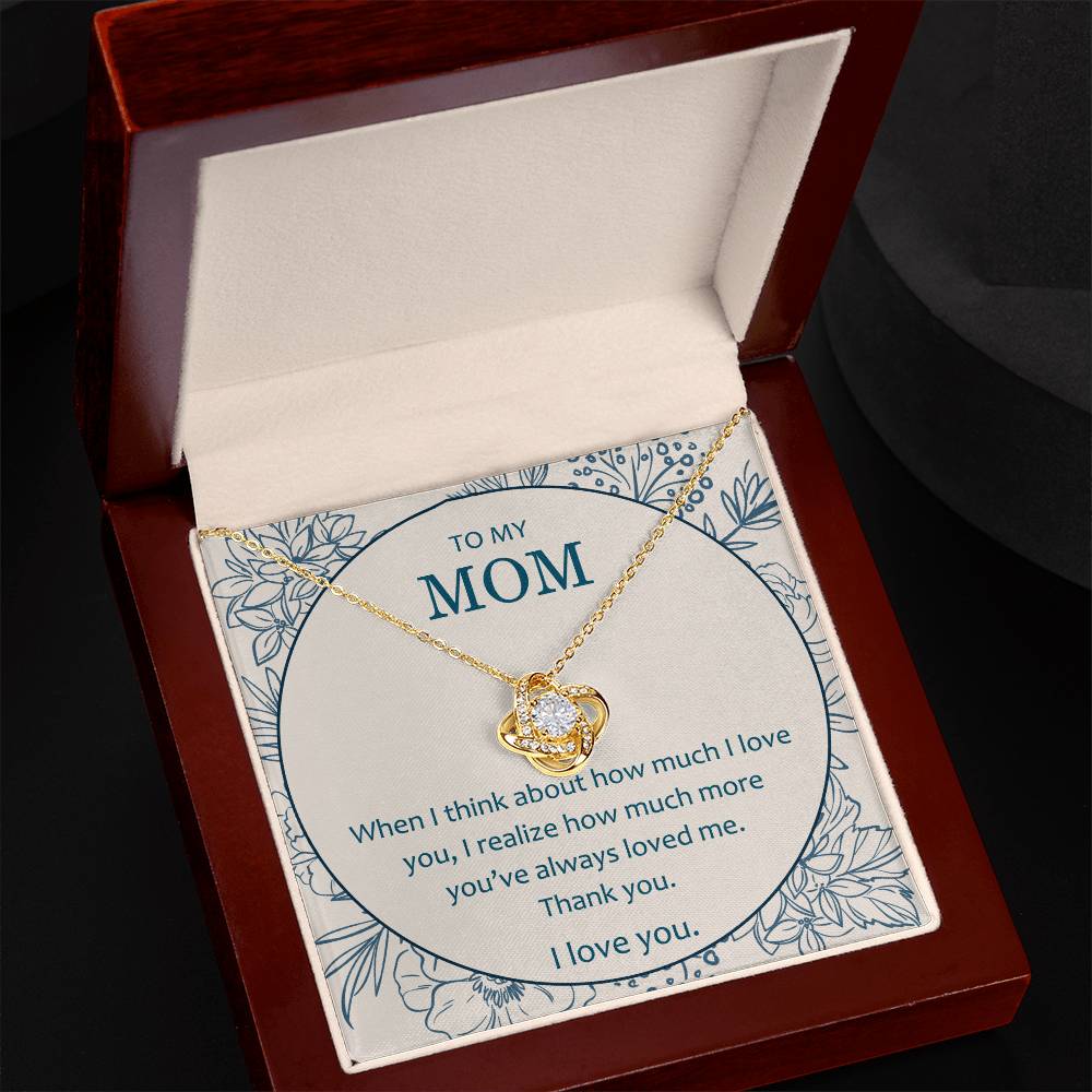 Mother And Daughter Necklace, To My Mom Love Knot Necklace From Daughter, Thank You Necklace Gift For Mom, Mother On Birthday Gift Anniversary Wedding Day Necklace For Mom, Daughter To Mom Pendant