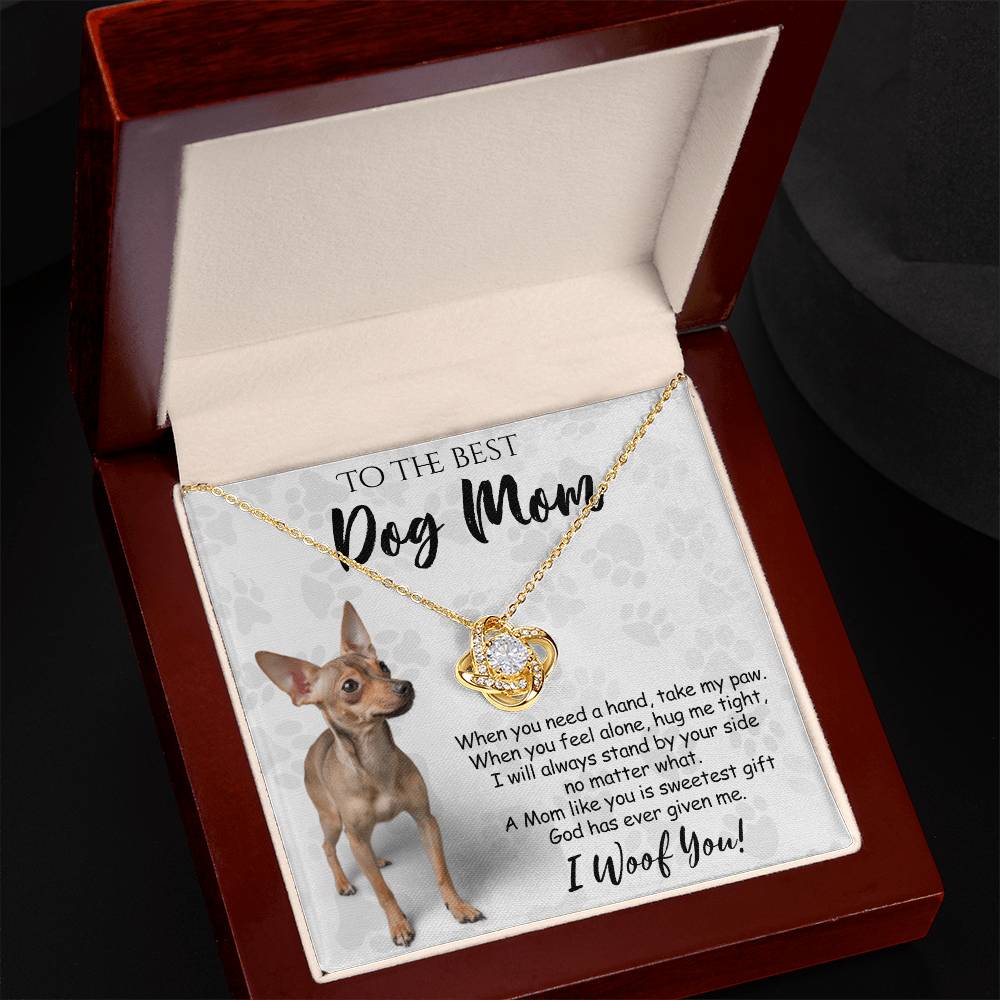 To The Best Dog Mom Love Knot Necklace From Daughter Mother's Day Necklace Gift, Chihuahua Love Knot Pendant, Jewelry Gift For Women, Dog Lovers Chihuahua Gift Necklace, Dog Mom Gift Necklace