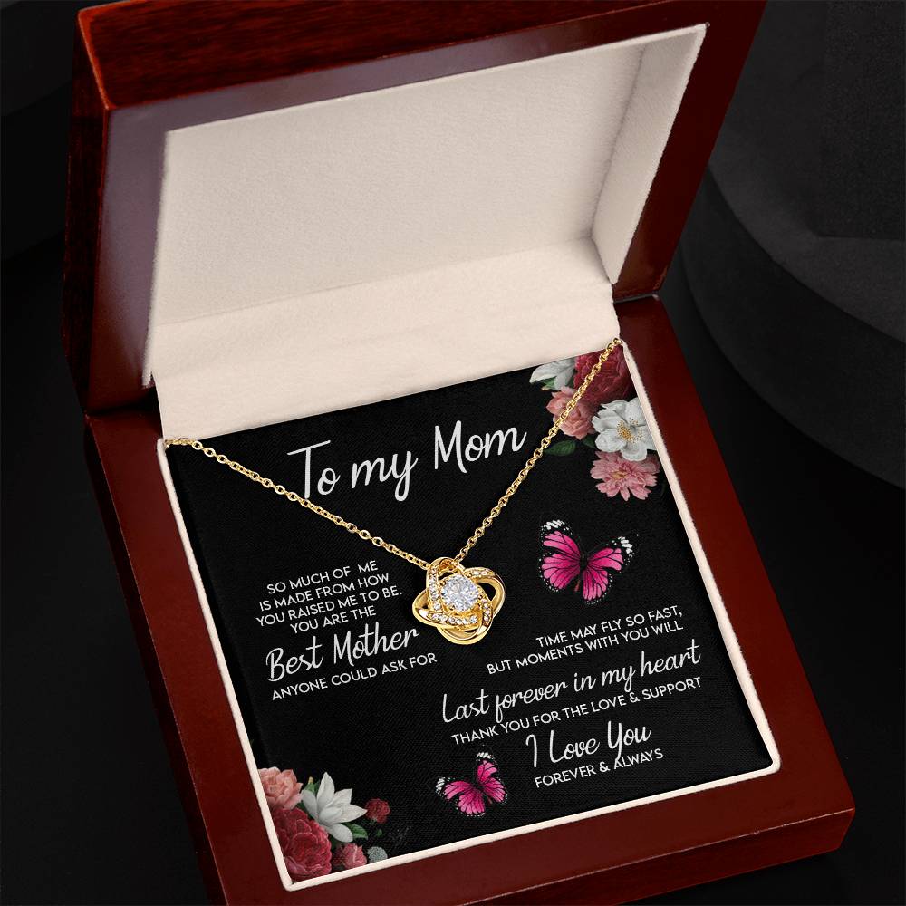 Mom Gift Necklace, To My Mom Necklace From Daughter, Love Knot Necklace Gift For Mom, Happy Mother's Day Necklace Gift Forever And Always Pendant Gift For Mom, Jewelry Gift For Women, Mom Butterfly