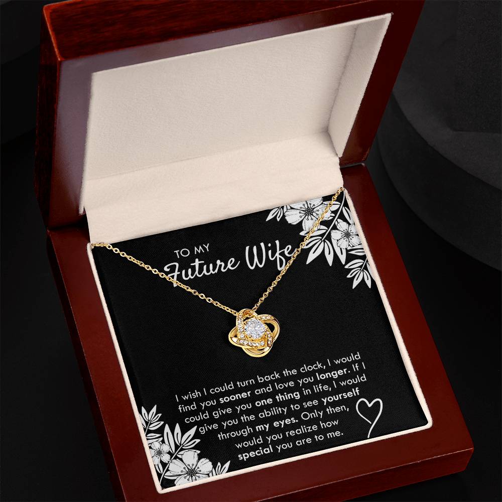To My Future Wife Necklace From Husband, Necklace with Message Card and Gift Box For Wife, Future Wife Gift Necklace, Husband To Wife Gift Love Knot Pendant Gift From Men, Jewelry Gift For Women