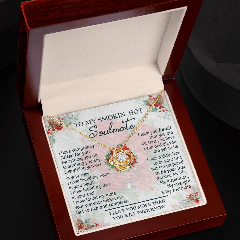 To My Smokin' Hot Soulmate Necklace From Husband, Jewelry Gifts For Women, My Wife Love You All Love Knot Pendant Gift For Soulmate, Personalized Gift Necklace for Future Wife Soulmate Gift