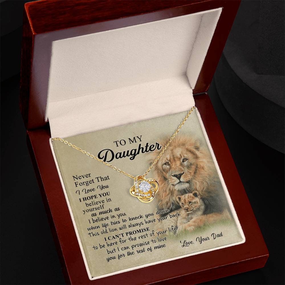 To My Daughter Gift Necklace from Dad Old Lion Your Back Believe Rest of Mine Personalized Gift Necklace Chain Gift on Birthday Graduation Gift Jewelry Gift For Girls, Little Girl Necklace