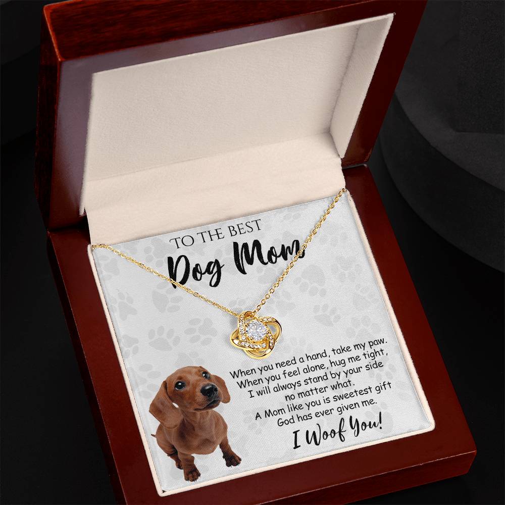 To The Best Dachshund Dog Mom Love Knot Necklace From Daughter Mother's Day Necklace Gift, Dachshund Love Knot Pendant, Jewelry Gift For Women, Dog Lovers Dachshund Gift Necklace, Dog Mom Necklace