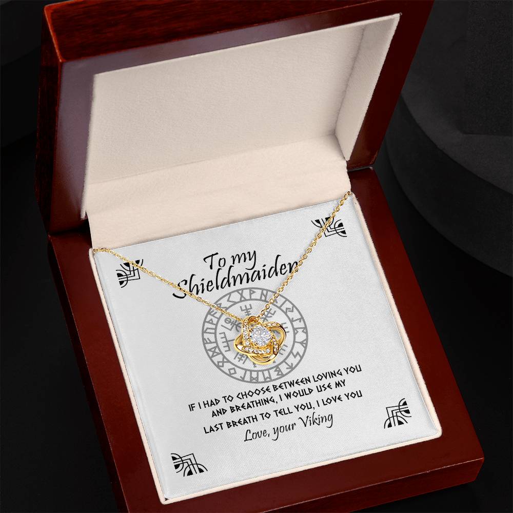 To My Shieldmaiden Necklace From Viking, Gift Neklace For Wife From Husband, Gift Pendant For Girlfriend From Boyfriend, Shieldmaiden Gift Love Knot Necklace On Birthday, Anniversary Valentine Day