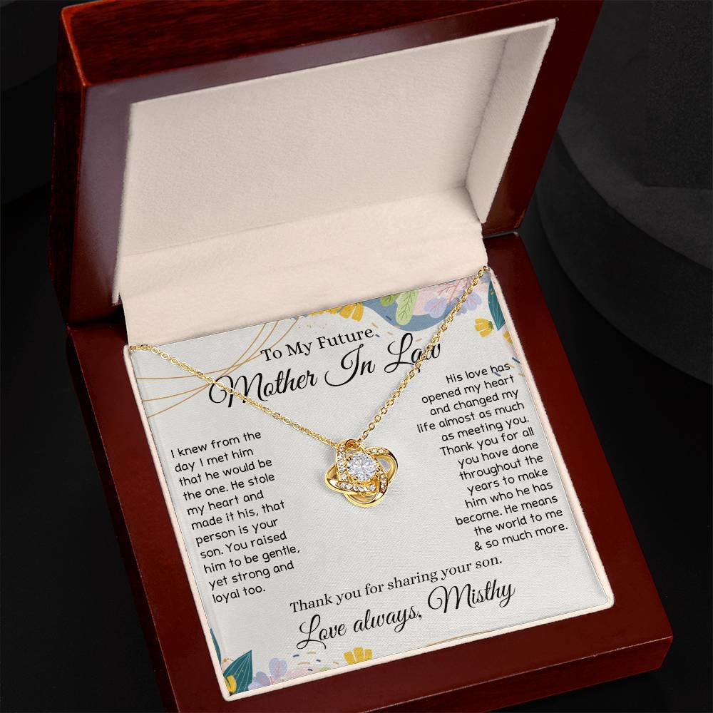 To My Future Mother In Law Necklace, To My Mother In Law Love Knot Necklace Gift From Son, Personalized Gift Necklace for Mother-In-Law From Son, Wedding Gift Necklace Bride Groom To Mother In Law
