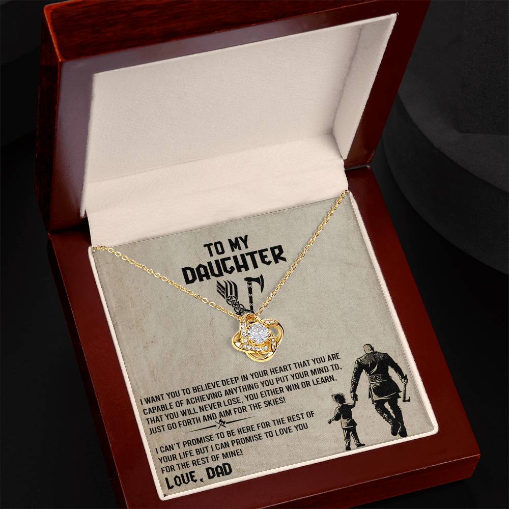 To My Daughter  Necklace from Viking Dad, Baby Girl Necklace Support Breath Be There Love Knot Chain, Personalized Gift Chain Necklace Jewelry for Women Gift On Birthday, Christmas Graduation Gift