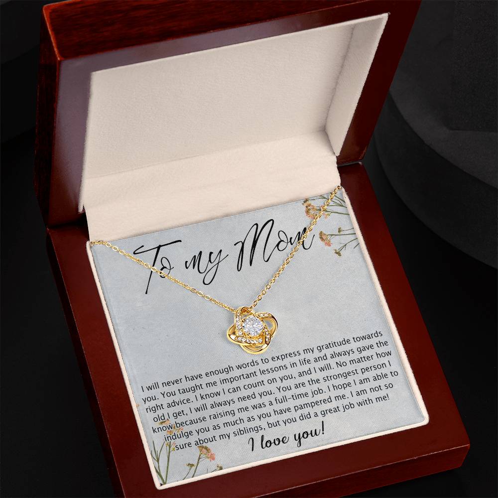 Mom Gift Necklace, To My Mom Love Knot Necklace Gift From Daughter Son Gift For Mom, Mother And Daughter Gift Necklace Personalized Gift Necklace For Mom Pendant, Love Knot Necklace Gift For Women