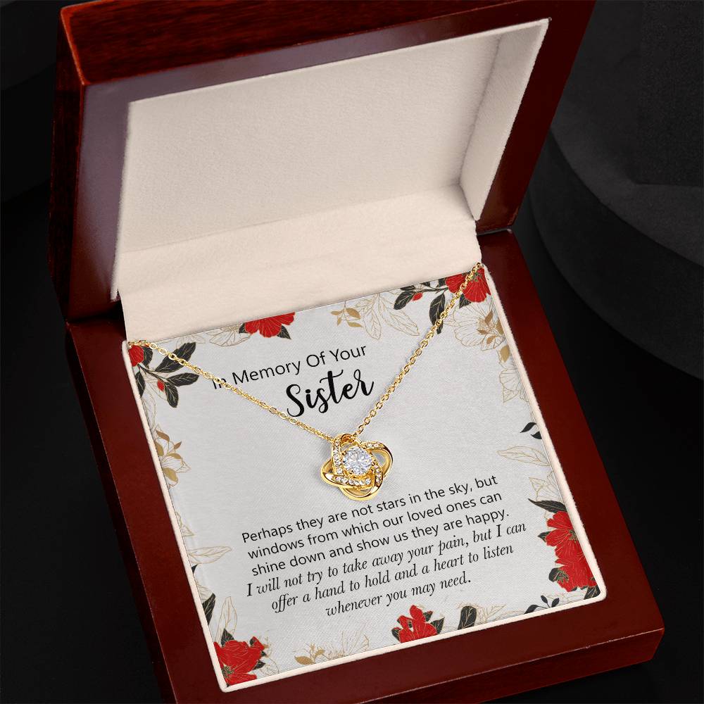 In Memory Of Your Sister Love Knot Necklace Gift For Sister, Sympathy Loss Of Sister Necklace, Memorial Gift Pendant For Loss Of Sister, Sympathy Gift Loss Of A Sister, Jewelry Gift for Women