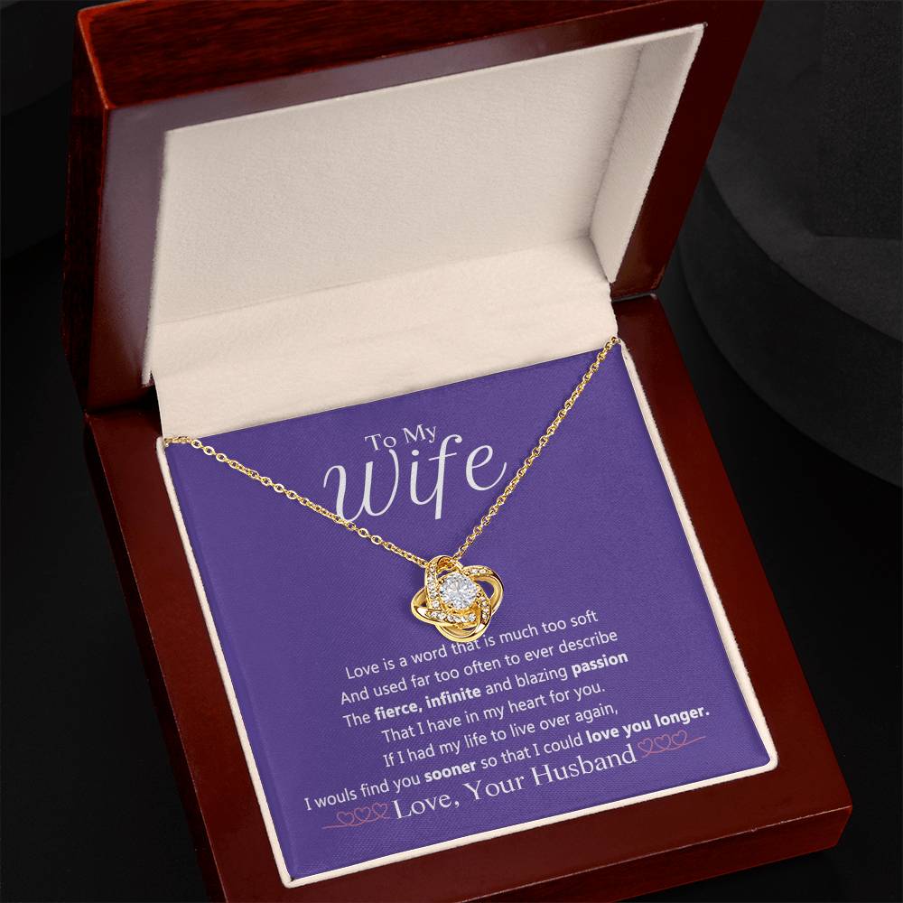 Wife Gift Necklace From Husband, To My Wife Necklace, Wife Love Knot Necklace From Husband, Jewelry Gift For Women Badass Wife Gift Necklace Soulmate Necklace Gift From Men Love You Longer Necklace
