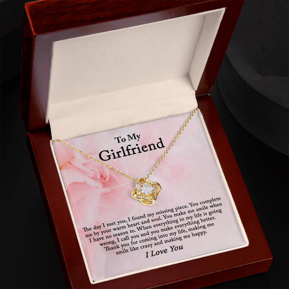 To My Girlfriend Necklace From Boyfriend, Husband, Gift Necklace For Girlfriend Love Knot Pendant Gift For Girlfriend, Soulmate Necklace To Girlfriend Jewelry Gift For Girls Making Me Smile Necklace
