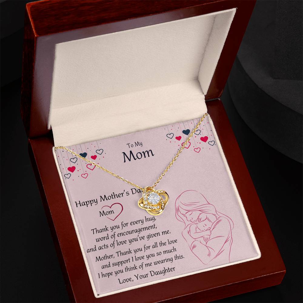 Happy Mothers Day Necklace, To My Mom Necklace From Mom, Mother Day Jewelry Gift Personalized Mothers Day Necklace Gifts For Mom Mother To Daughter Thank Gift Love Knot Necklace For Mom Jewelry
