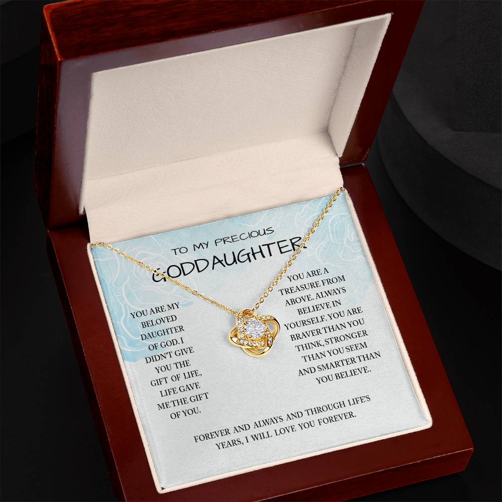 To My Preccious Goddaughter Necklace From Grandma And Grandpa, To Goddaughter Love Knot Necklace, Gift Necklace To Goddaughter, You Are My Beloved Daughter Of God Necklace Gift For Girls, Daughter