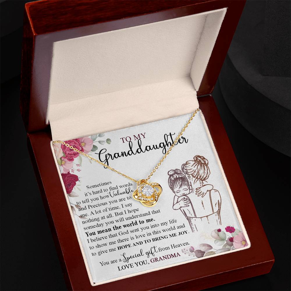 Granddaughter And Grandma Necklace, Jewelry Gift Necklace For Granddauhter - To My Granddaughter Necklace From Grandma, Love Knot Necklace For Granddaughter, Special Necklace From Heaven Necklace