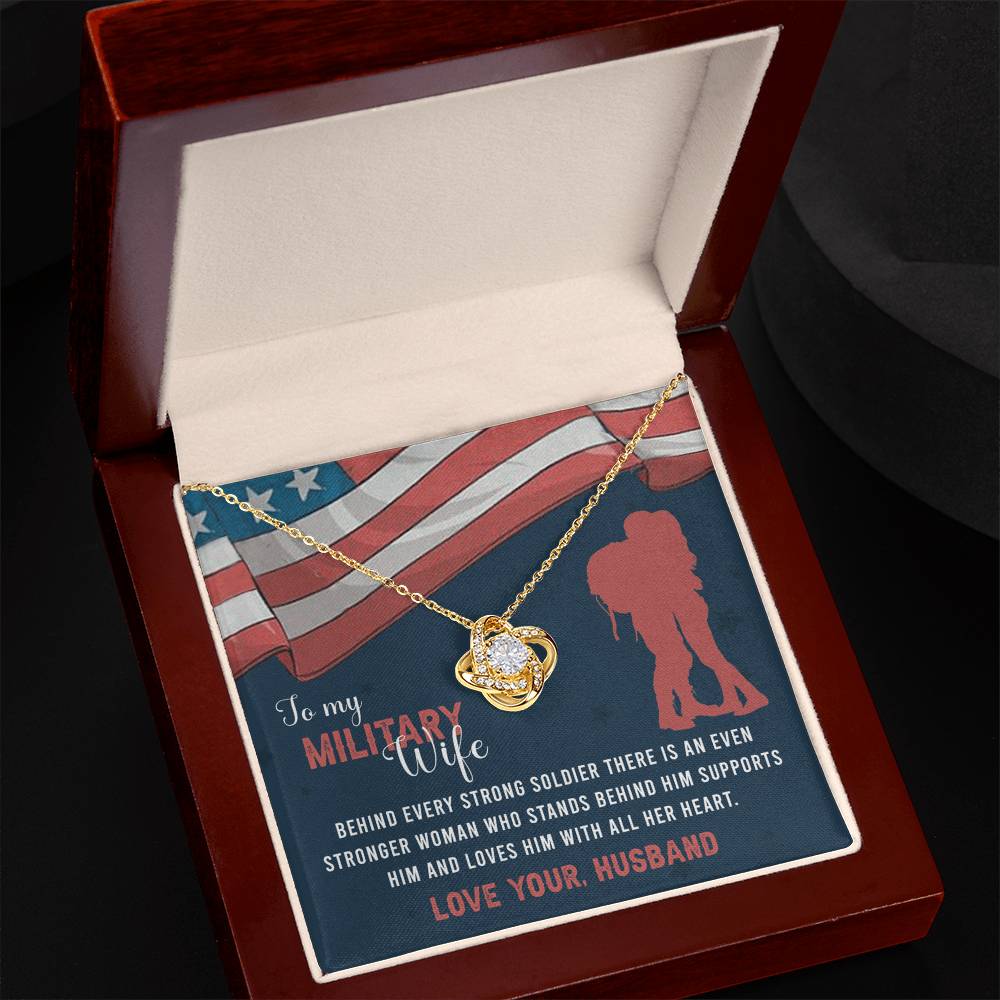 To My Military Wife Necklace From Husband Love Knot Military Necklace Gift For Wife Husband To Wife Love Knot Pendant For Wife Military Jewelry Gift For Women Army Gift Necklace Military Pendant