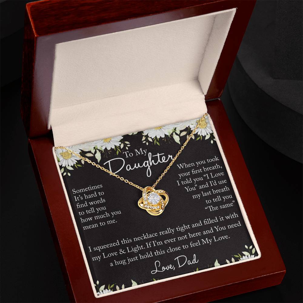 Father And Bonus Daughter Necklace, To My Daughters Necklace, Love Knot Jewelry Gift From Dad Step Dad Mom Step Mom For Birthday, Graduation Gift, Thanksgiving and Christmas, Jewelry Gift For Girls