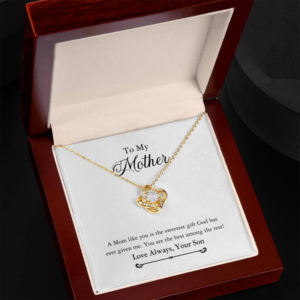 To My Mother Necklace Gift From Son, Happy Mother's Day Love Knot Pendant For Mom Necklace Gift Love Always Your Son For Mom, Mother Gift Necklace To Son, Mamato Be Gift Necklace From Son
