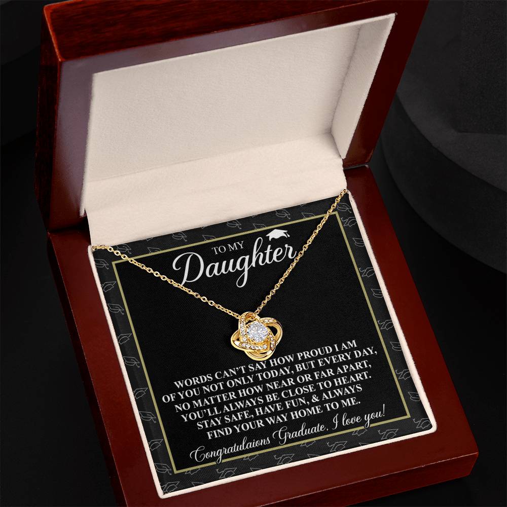To My Daughter Gift Necklace From Father to Daughter Gift, Birthday Necklace Love Knot Pendant Necklace Gift Message Card and. Gift Box styles On Birthday, Christmas, Anniversary Graduation Gift